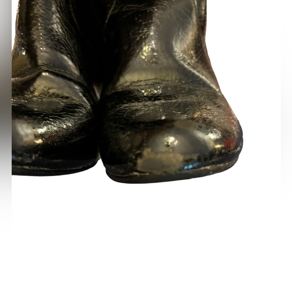 Steve Madden‎ Women’s Black Eminent Patent PU Leather Boots Lucite Heel Size 6.5 - Picture 9 of 12